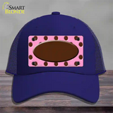 Brown Pink Polka Dot Brown Center Oval Novelty License Plate Hat Mesh / Royal Blue