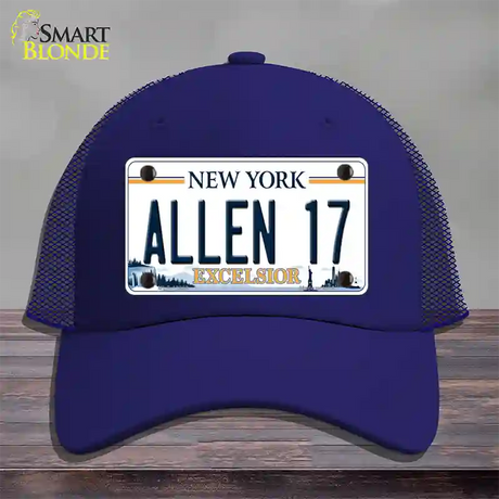 Allen 17 NY Excelsior Novelty License Plate Hat Tag Mesh / Royal Blue