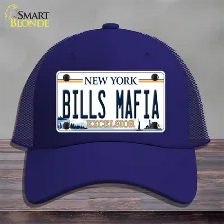 Bills Mafia NY Excelsior Novelty License Plate Hat Tag Mesh / Royal Blue