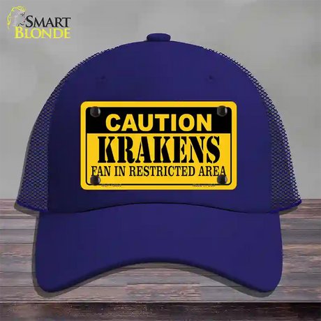 Caution Krakens Novelty License Plate Hat Tag Mesh / Royal Blue