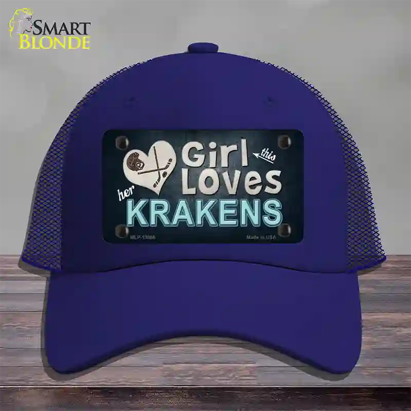 This Girl Loves Krakens Novelty License Plate Hat Tag Mesh / Royal Blue