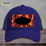 Fire Explosion With Black Center Oval Novelty License Plate Hat Mesh / Royal Blue