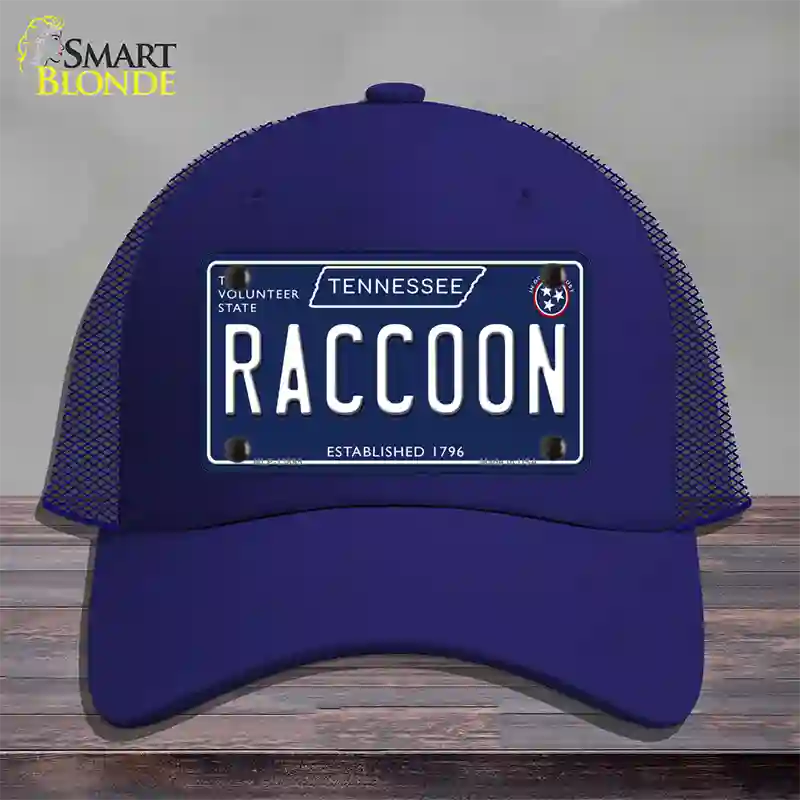 Raccoon Tennessee Blue Novelty License Plate Hat Tag Mesh / Royal Blue