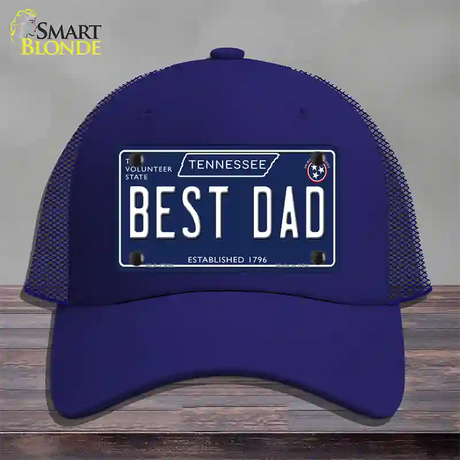 Best Dad Tennessee Blue Novelty License Plate Hat Tag Mesh / Royal Blue