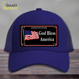 God Bless America Novelty License Plate Hat Mesh / Royal Blue