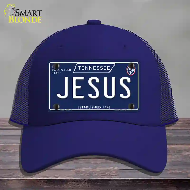 Jesus Tennessee Blue Novelty License Plate Hat Tag Mesh / Royal Blue