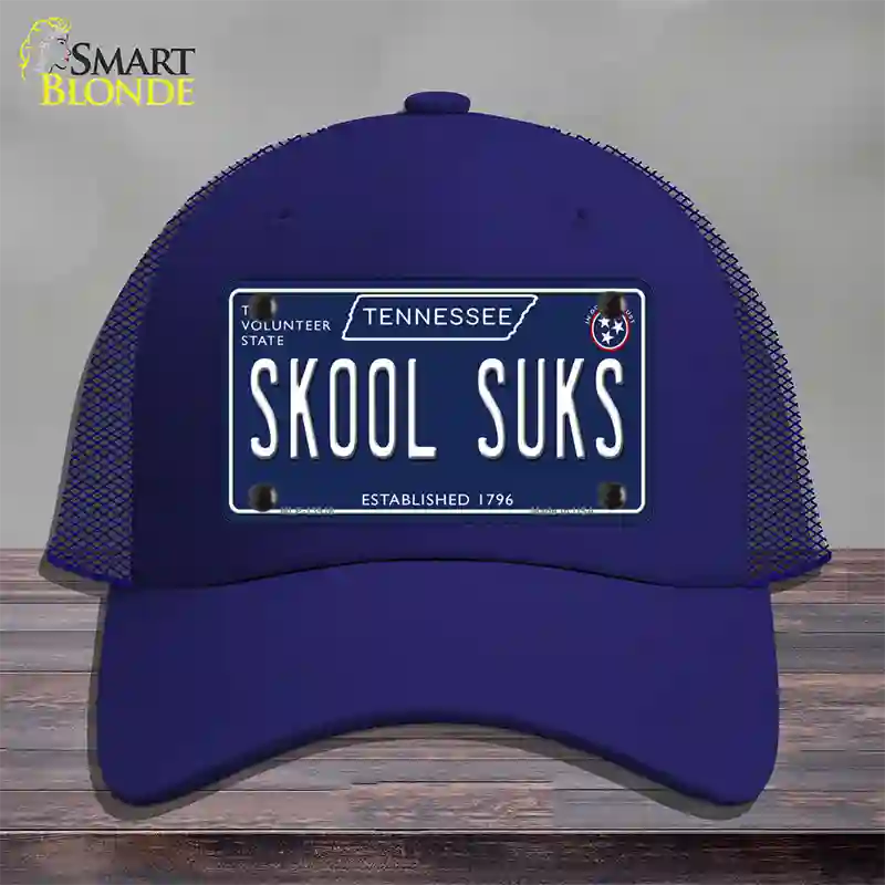 Skool Suks Tennessee Blue Novelty License Plate Hat Tag Mesh / Royal Blue