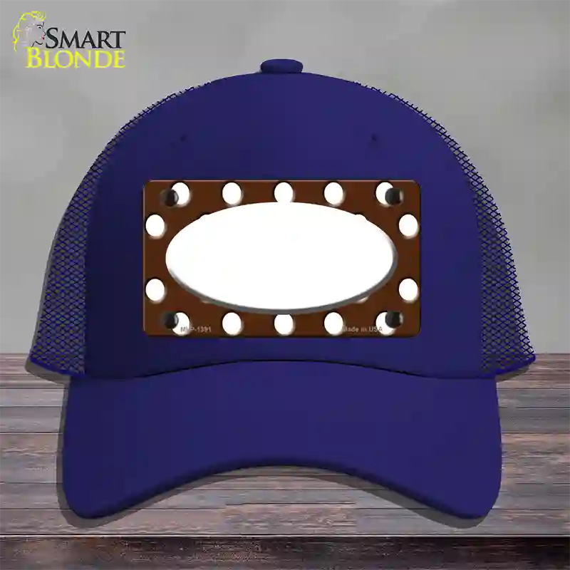 White Brown Polka Dot Center Oval Novelty License Plate Hat Mesh / Royal Blue