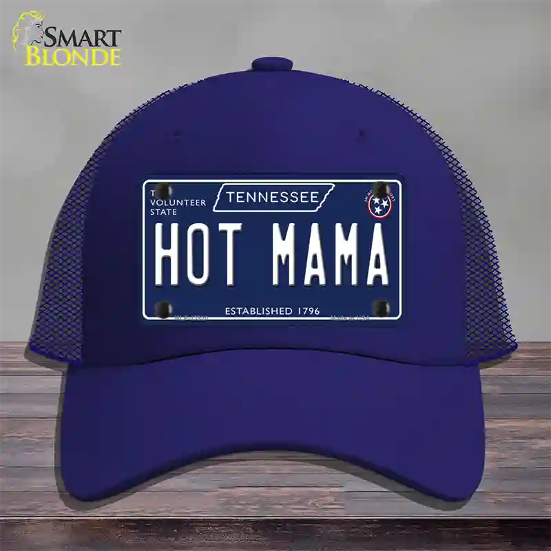 Hot Mama Tennessee Blue Novelty License Plate Hat Tag Mesh / Royal Blue