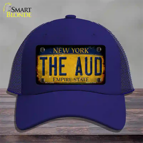 The Aud New York Yellow Novelty License Plate Hat Tag Mesh / Royal Blue