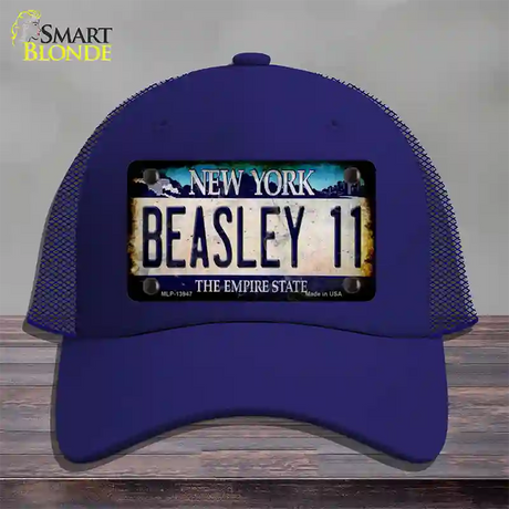 Beasley 11 New York Blue Novelty License Plate Hat Tag Mesh / Royal Blue