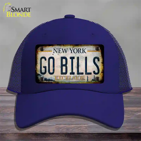 Go Bills New York White Novelty License Plate Hat Tag Mesh / Royal Blue