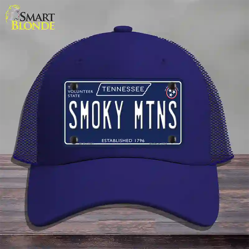 Smoky Mtns Tennessee Blue Novelty License Plate Hat Tag Mesh / Royal Blue