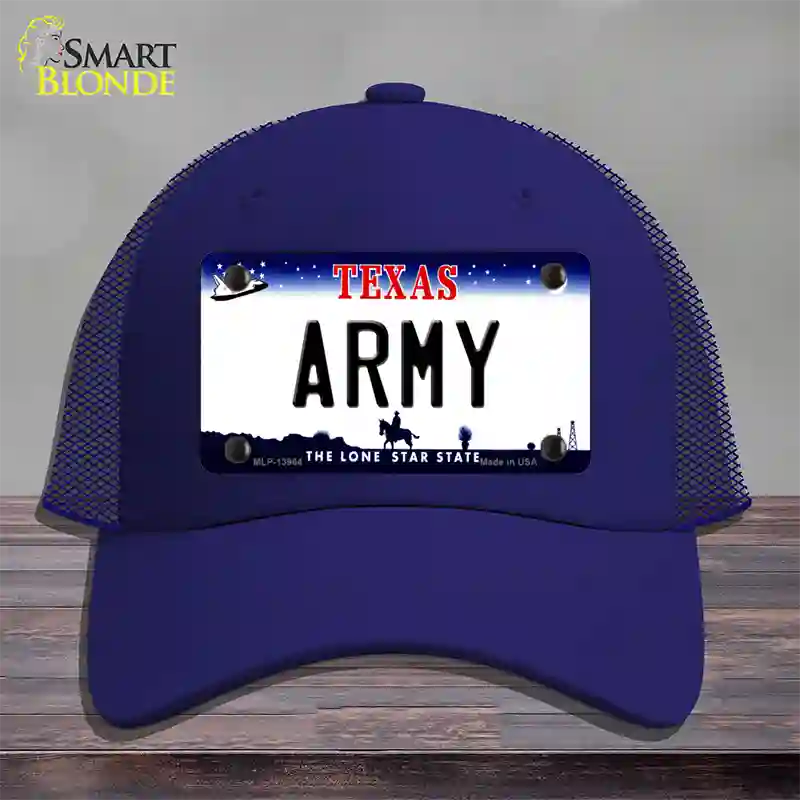 Texas Army Novelty License Plate Hat Tag Mesh / Royal Blue