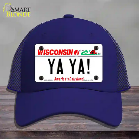 Ya Ya Wisconsin Novelty License Plate Hat Tag Mesh / Royal Blue