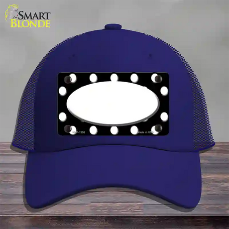 White Black Polka Dot Center Oval Novelty License Plate Hat Mesh / Royal Blue