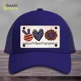 Peace Love America Novelty License Plate Hat Tag Mesh / Royal Blue