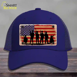 Military Soldiers American Flag Novelty License Plate Hat Tag Mesh / Royal Blue