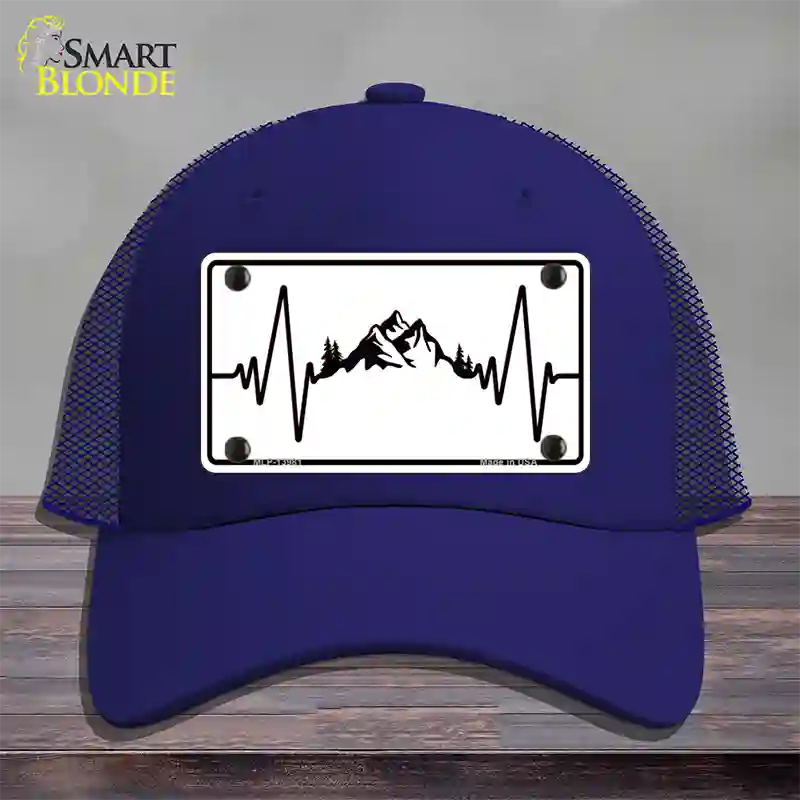 Mountains Heart Beat Novelty License Plate Hat Tag Mesh / Royal Blue