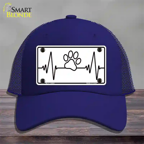 Paw Print Heart Beat Novelty License Plate Hat Tag Mesh / Royal Blue