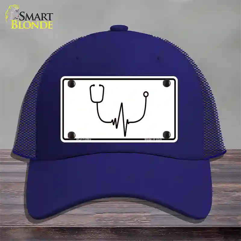 Stethoscope Heart Beat Novelty License Plate Hat Tag Mesh / Royal Blue