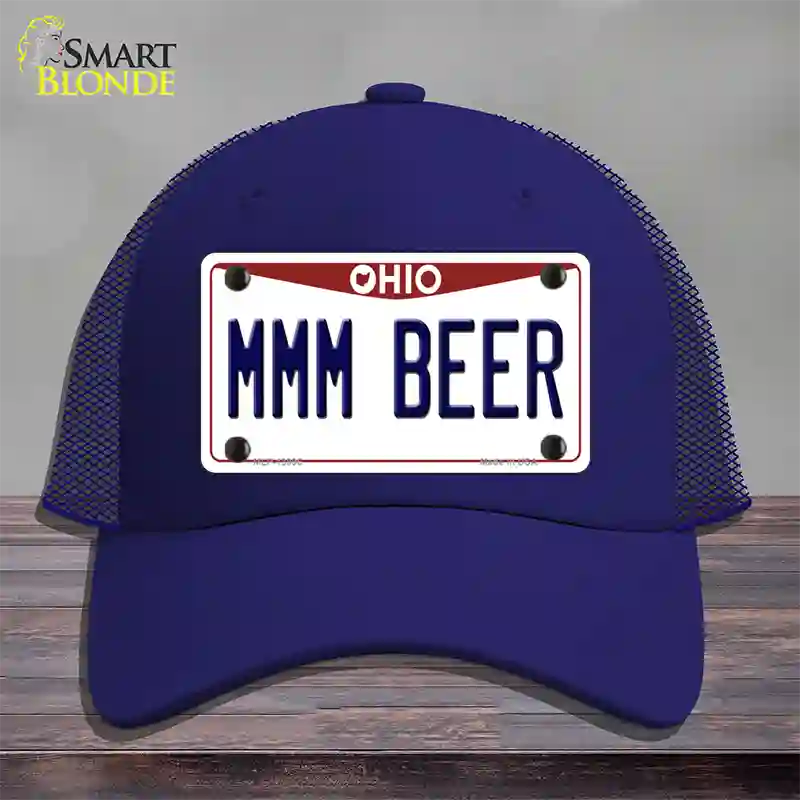 MMM Beer Ohio Novelty License Plate Hat Tag Mesh / Royal Blue