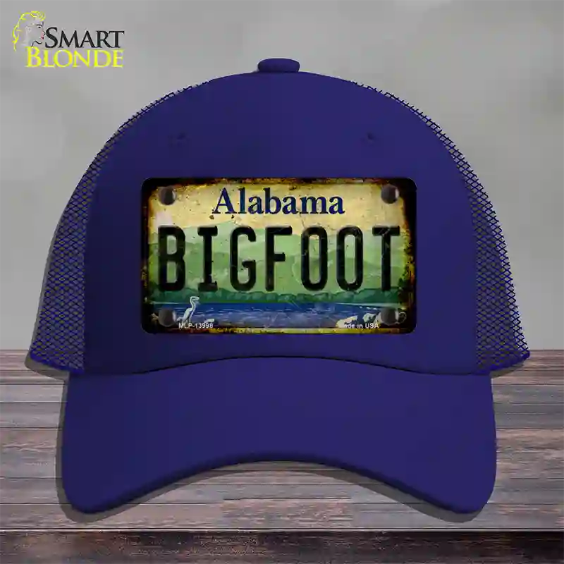 Bigfoot Alabama Novelty License Plate Hat Tag Mesh / Royal Blue