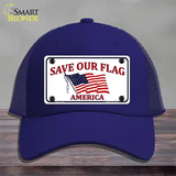 Save Our Flag Novelty License Plate Hat Mesh / Royal Blue