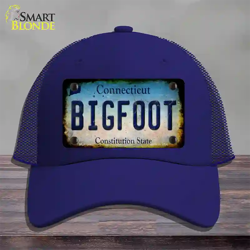 Bigfoot Connecticut Novelty License Plate Hat Tag Mesh / Royal Blue