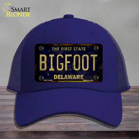 Bigfoot Delaware Novelty License Plate Hat Tag Mesh / Royal Blue