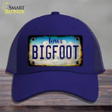 Bigfoot Iowa Novelty License Plate Hat Tag Mesh / Royal Blue