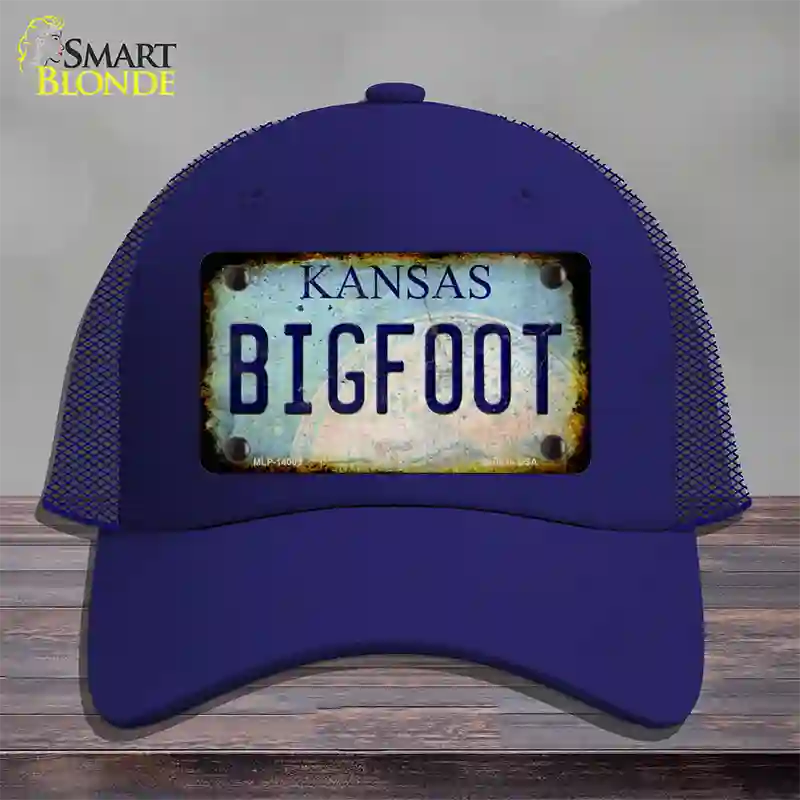 Bigfoot Kansas Novelty License Plate Hat Tag Mesh / Royal Blue