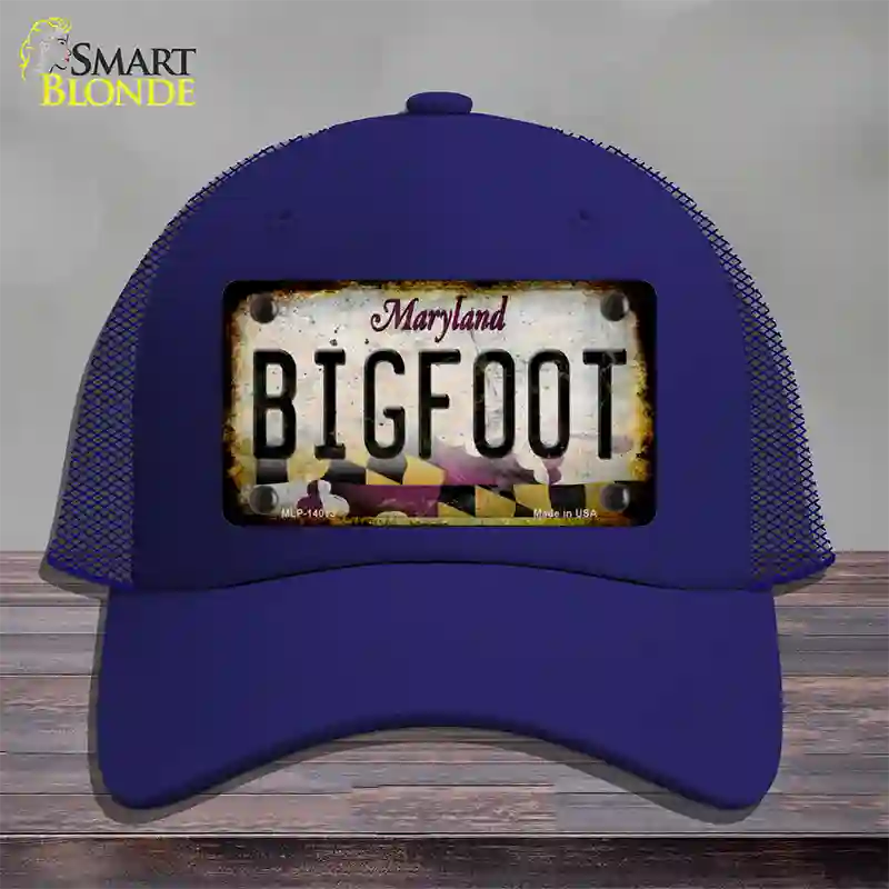 Bigfoot Maryland Novelty License Plate Hat Tag Mesh / Royal Blue