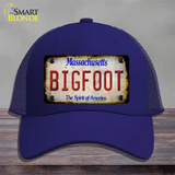 Bigfoot Massachusetts Novelty License Plate Hat Tag Mesh / Royal Blue