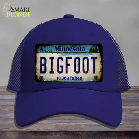 Bigfoot Minnesota Novelty License Plate Hat Tag Mesh / Royal Blue