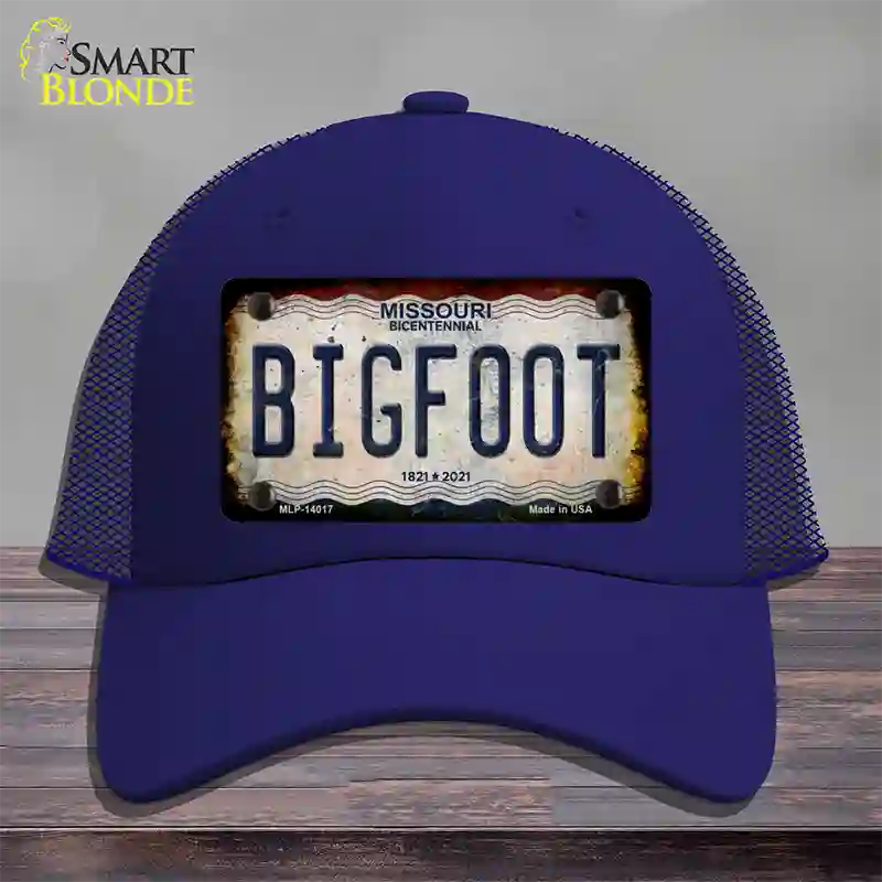 Bigfoot Missouri Novelty License Plate Hat Tag Mesh / Royal Blue