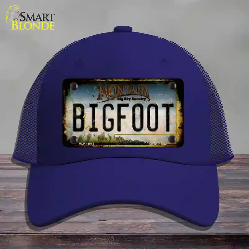 Bigfoot Montana Novelty License Plate Hat Tag Mesh / Royal Blue