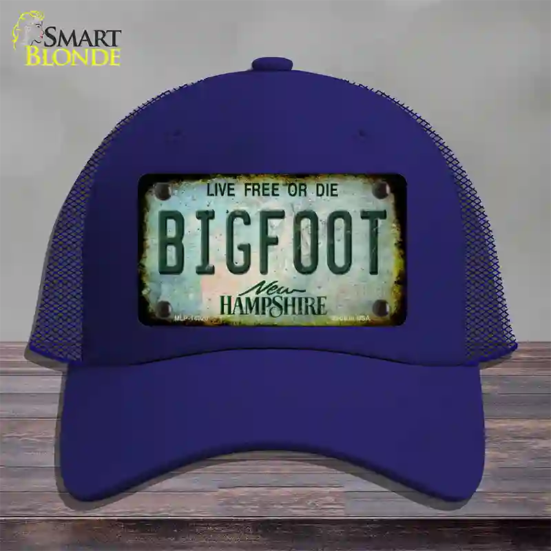 Bigfoot New Hampshire Novelty License Plate Hat Tag Mesh / Royal Blue