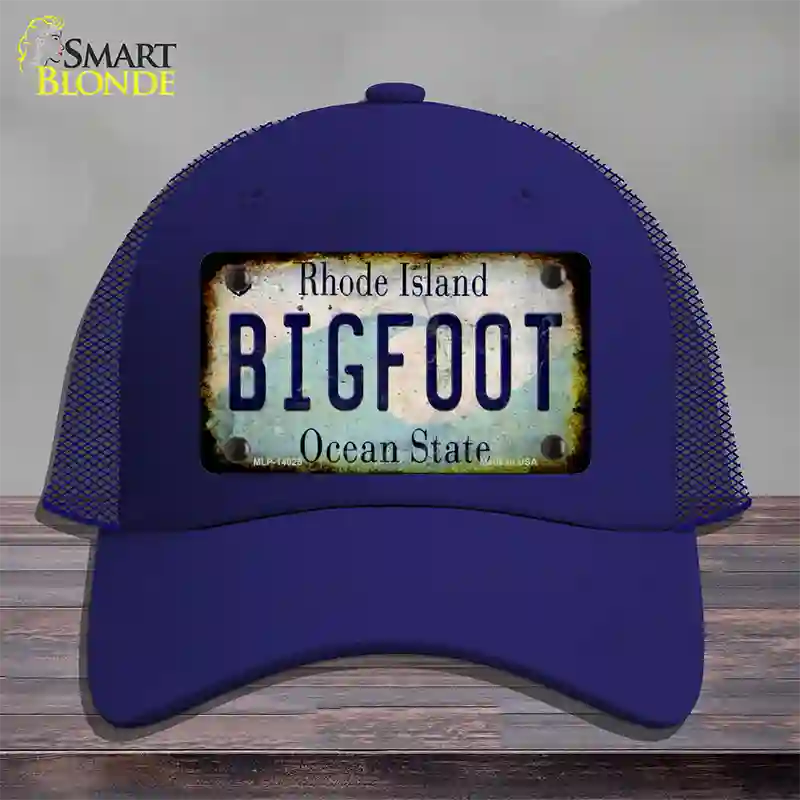 Bigfoot Rhode Island Novelty License Plate Hat Tag Mesh / Royal Blue