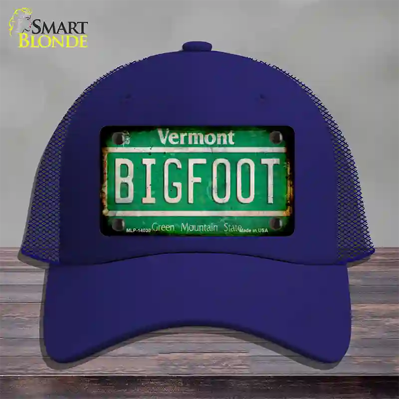 Bigfoot Vermont Novelty License Plate Hat Tag Mesh / Royal Blue