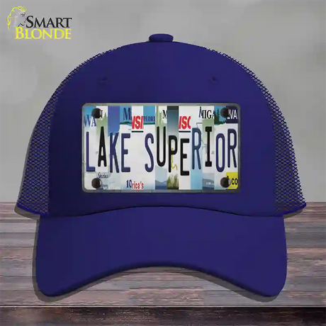 Lake Superior Strip Art Novelty License Plate Hat Tag Mesh / Royal Blue