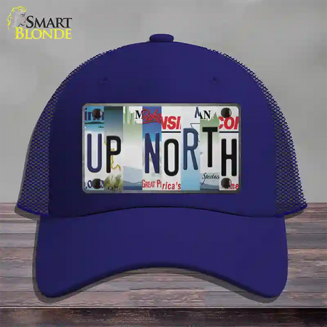 Up North Strip Art Novelty License Plate Hat Tag Mesh / Royal Blue