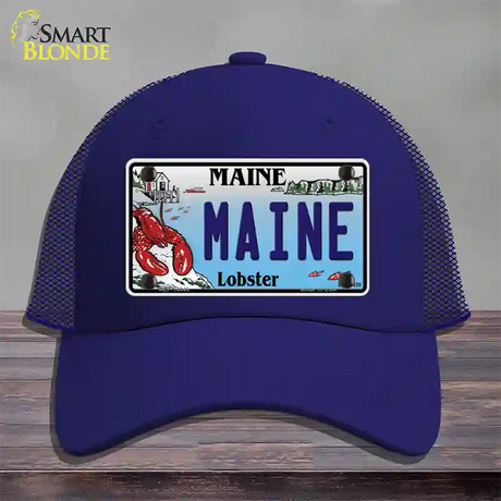 Maine Lobster Novelty License Plate Hat Mesh / Royal Blue