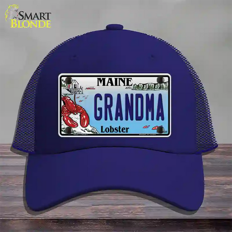 Grandma Maine Lobster Novelty License Plate Hat Mesh / Royal Blue