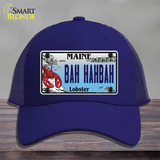 Bah Hahbah Maine Lobster Novelty License Plate Hat Mesh / Royal Blue