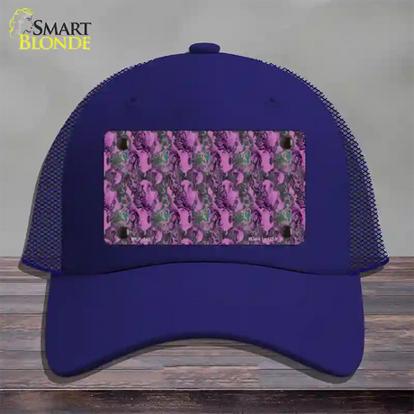 Purple Vortex Novelty License Plate Hat Mesh / Royal Blue