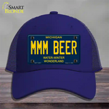 Mmm Beer Michigan Blue Novelty License Plate Hat Mesh / Royal Blue