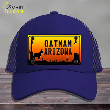 Oatman Arizona Scenic Background Novelty License Plate Hat Mesh / Royal Blue