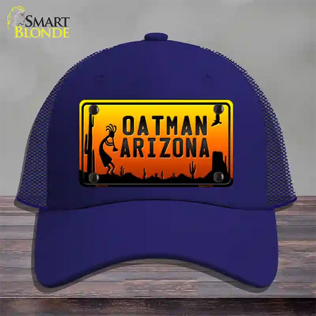 Oatman Kokopelli Arizona Scenic Background Novelty License Plate Hat Mesh / Royal Blue