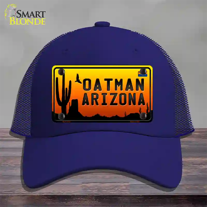 Oatman Flag Arizona Scenic Background Novelty License Plate Hat Mesh / Royal Blue